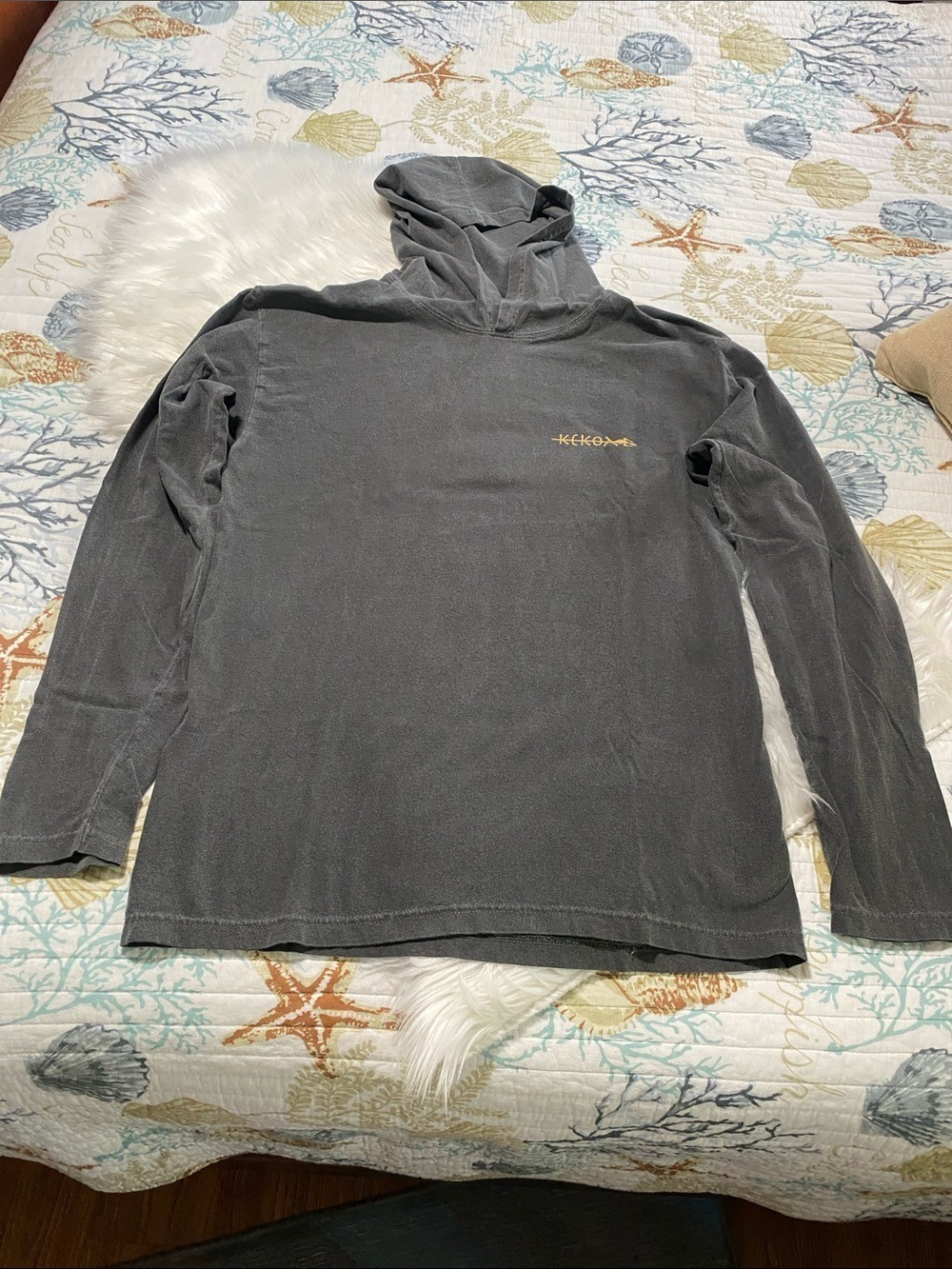 Comfort Colors Gray Hooded Long Sleeve Shirt USVI St John Kekoa